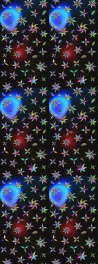 Gri ve mavi renklere karalamalar çizilmiş çiçek deseni. Raster illüstrasyonu.