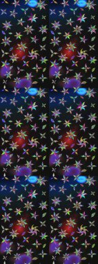 Raster illüstrasyonu. Raster illüstrasyonu. Asya tekstil tarzında. Gri ve mavi renkte çiçekler. Çiçek desenini çiz.