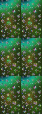 Küçük çiçekteki sevimli çiçek deseni. Yeşil ve gri renkli çiçekler. Raster illüstrasyonu.