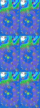 Sketch Floral Pattern in Raster illustration. Fancy fabric pattern. Colour Spring Theme sketch pattern Background. Flat Flower Elements Design.