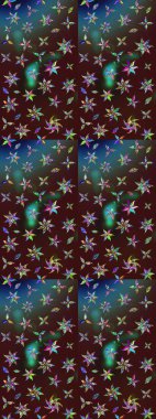 Desen, çizim, çiçek sınırı. Çiçek çelengi. Güzel, parlak, pürüzsüz kumaş, tuval. Kıvırcık, parlak örgü. Eski moda arka plan. Raster illüstrasyonu.