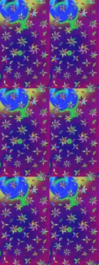 Klasik çiçek tasarımı elementleri. Menekşe ve mor kıvırcık çiçekler mor ve mor renkte şekillenir. Raster illüstrasyonu.