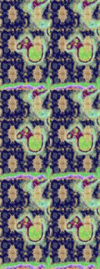 Süslü raster dekorasyonu. Lüks, kraliyet ve Viktorya dönemi konsepti. Mavi yerine altın rengi barok çiçekli eskiz deseni. Mavi renklerdeki altın element.