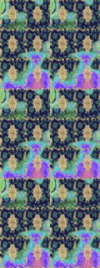 Barok tarzında altın çiçekli süs. Mavi renklerdeki altın element. Damask çizimi tekrarlanıyor. Antika altın tekrarlanabilir duvar kağıdı.