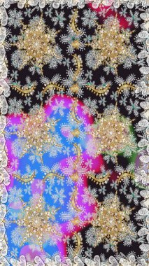 Raster oryantal süs. Kusursuz altın desen. Gri ve nötr renklerde altın elementlerle kusursuz desen.