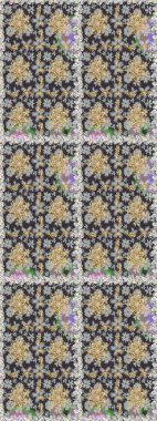 Tekrarlayan elementlerle soyut arkaplan oluşturun. Kusursuz damaske klasik altın desen. Raster illüstrasyonu. Gri renklerde altın desenli altın elementler.