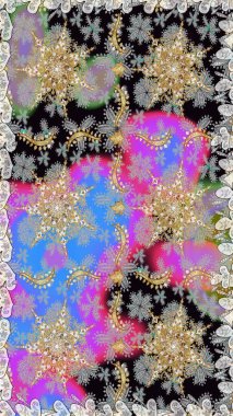 Kusursuz klasik raster altın desenli. Gri ve nötr renklerde altın elementlerle kusursuz desen. Raster illüstrasyonu. Geleneksel oryantasyon süsü. Klasik vintage arkaplan.