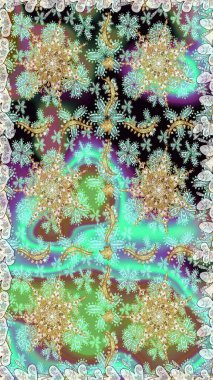 Kusursuz klasik altın desen. Tarafsız ve altın elementli yeşil renklerde altın desen. Raster geleneksel oryantasyon süsü.