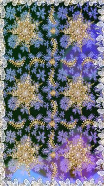 Geleneksel altın sarısı desenli mavi ve gri renkli ve altın elementli. Barok tarzında kusursuz bir doğulu süsü..