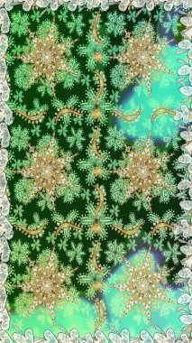 Barok tarzında kusursuz bir doğulu süsü. Raster geleneksel altın pürüzsüz desen yeşil ve nötr renkler.