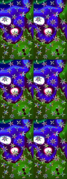 Gömlek, arka plan modelini çiz. Tropik çiçekler. Yeşil ve mavi renkte çiçekler.