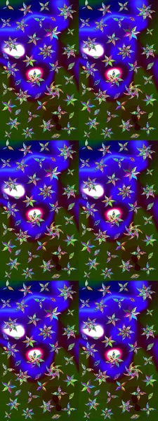 Küçük çiçekli basit bir çiçek çizimi. Yeşil ve mavi renkli şirin çiçekler. Moda baskısı, albüm, ambalaj kağıdı ve duvar kağıdı için zarif dekoratif süslemeler. Raster illüstrasyonu.