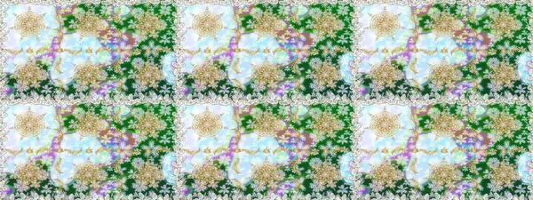 Klasik klasik klasik arka plan. Kusursuz klasik raster altın desenli. Tarafsız ve altın elementli yeşil renklerde altın desen. Geleneksel oryantasyon süsü.