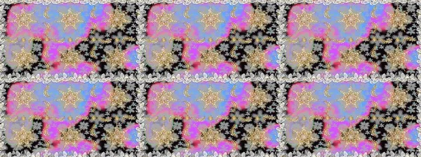 Geleneksel raster ve altın desen. Damask pürüzsüz süsü. Gri ve nötr renkler üzerinde klasik oryantal desen.