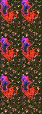 Çiçek desenli eskiz. Renkli Bahar Teması eskiz kalıbı. Gri ve yeşil renkli çiçekler. Düz Çiçek Elementleri Tasarım Raster illüstrasyonu.