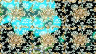 Altın karalama fantezi yapraklarından Raster soyut çiçek çelengi ve nötr ve siyah renklerde çiçek. El yapımı dekoratif çerçeve, albüm kapağı, tebrik kartı, klasik Art deco tarzı.