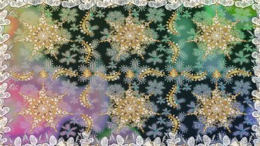 Raster illüstrasyonu. Oriental raster klasik gri, nötr ve altın desenli. Kusursuz soyut arkaplan.