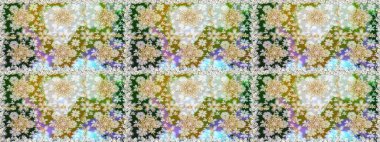 Raster illüstrasyonu. Altın şablon. Tarafsız ve gri renklerin kraliyet retro 'su. Kusursuz desenli altın elementler. Kart, duvar kağıdı, ambalaj ve tekstil için klasik tasarım. Çiçeksel klasik doku.