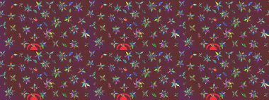 Raster güzel bir çiçek deseni çizmiş. Tatil havası. Bahar mevsimi. Nazik romantik baskı. Kahverengi ve yeşil renkte çiçekler.