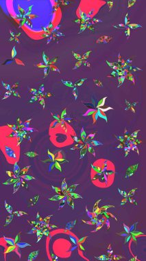 Kumaş desenli papatya çiçeği detayı. Mor ve mor renkte çiçekler.