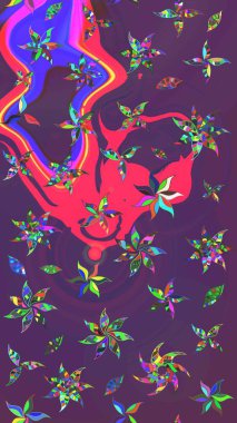 Güzel kumaş deseni. Düz Çiçek Elementleri Tasarımı. Raster illüstrasyonundaki çiçek desenli çizim. Renkli Bahar Teması çizim şablonu.