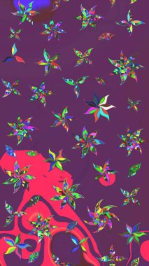 Çiçek kompozisyonu, el boyası, hassas şablon. Üst manzara, yumuşak mor ve pembe renk tarzı. Sevgililer günü ve tebrik kartı konsepti için şık bir davetiye. Manzaralı çiçek deseni.