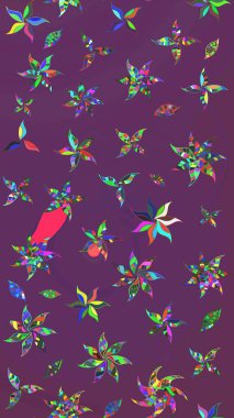 Çiçek kolajı. Raster deseni. Doğa. Çiçek kompozisyonu. Çiçek arkaplan. Küçük çiçekte güzel bir desen var. - mor ve yeşil çiçekler.