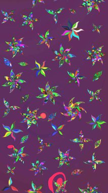 Mor ve yeşil renkte çiçekler olan çiçek deseni çiz. Suluboya tarzında mor ve yeşil renkte çiçekler.