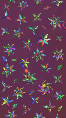 Sevimli çiçek raster deseni. Kahverengi ve mor renkli çiçekler. Sketch Colour Spring Theme eskiz kalıbı. Düz Çiçek Elementleri Tasarımı.