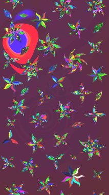 Soyut etnik raster çizim kalıbı. Kabile sanatı boho baskısı, klasik çiçek arkaplanı. Arkaplan dokusu, duvar kağıdı, kahverengi ve mor renkli çiçek teması.