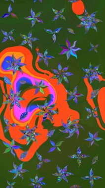 Bahar çiçekleriyle güzel bir çiçek deseni çizmişsin. Güzel kumaş deseni. Raster illüstrasyonu.