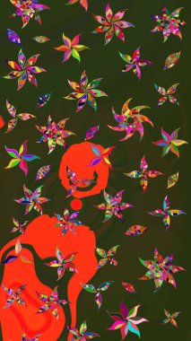 Vadinin yeşil ve gri renkli çiçekleri. Raster çiçek desenleri çiziyor..