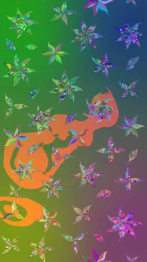 Tekstil için figür. Şirin, zarif çiçekler Raster illüstrasyonu. Yapraklı çizim şekli. Davetiye ve kartpostal tasarımı için dekoratif çiçek unsurları. Poster veya kapak için arkaplan.