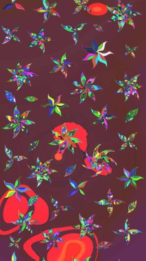 Küçük çiçekte güzel bir desen var. Çiçek kompozisyonu. - Kahverengi ve kırmızı çiçekler. Çiçek kolajı. Raster deseni. Doğa. Çiçek arka planı.