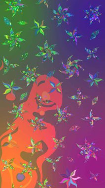 Çiçek deseni. Düz Çiçek Elementleri Tasarımı. Raster güzel kumaş deseni çiziyor. Renkli Bahar Teması çizim şablonu.