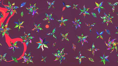 Kahverengi ve mor renkte çiçekli çiçek deseni. Çiçekler suluboya tarzında kahverengi ve mor renkte.