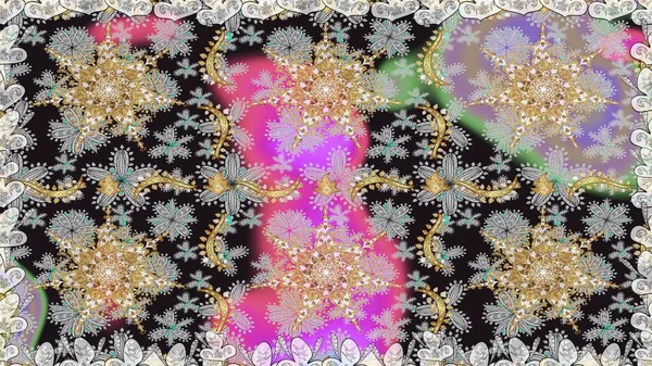 Gri ve nötr renklerde altın desenler ve altın elementler. Düz elle çizilmiş klasik koleksiyon. Raster altın pürüzsüz desen. Arkaplan, kumaş, altın duvar kağıdı.