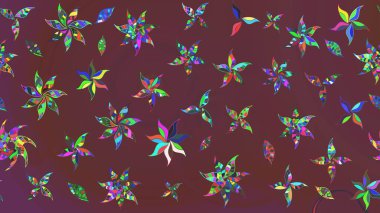 Çiçeksel elementlerle süslenmiş zarif raster dokusu. Küçük çiçekte hoş bir çiçek deseni var. Parlak çiçekli kahverengi ve yeşil renkler üzerine soyut çizim deseni.