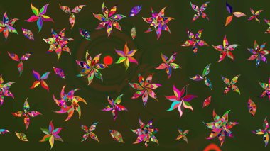 Şirin çiçek elementleri. Renkli Bahar Teması eskiz kalıbı. Taslak desenli, modaya uygun kumaş deseni. Düz Çiçek Elementleri Tasarımı. Raster illüstrasyonu.