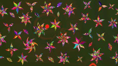 Şirin çiçek elementleri. Renkli Bahar Teması eskiz kalıbı. Taslak desenli, modaya uygun kumaş deseni. Düz Çiçek Elementleri Tasarımı. Raster illüstrasyonu.