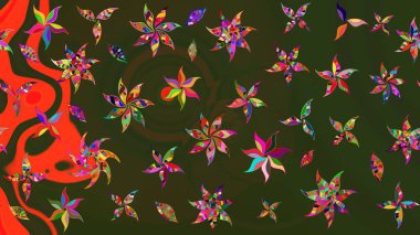 Nazik, narin çiçek arkaplanı. Yeşil ve gri renkli çiçekler. Raster çiçek desenli ve çiçekli..