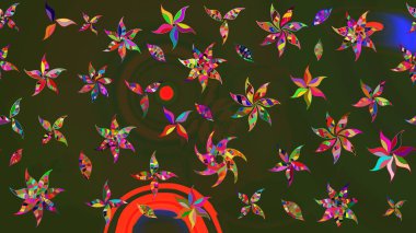 Gri ve yeşil renkli çiçekler. Çiçekli karalama şeklinde Raster çiçek deseni. Nazik, narin çiçek arkaplanı.