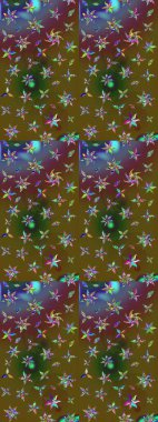 Yeşil ve kahverengi renklerde. Raster illüstrasyonu. Yeşil ve kahverengi renkte yeşil ve kahverengi papatya deseni.