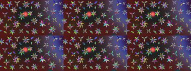 Çizgi çizimi kalıbı. Şirin çiçekler. Raster Moda kumaş deseni.