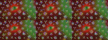 Kahverengi ve yeşil renkli çiçekler. Raster illüstrasyonunda çiçek deseni çizimi.