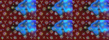 Çiçek desenli raster, kırmızı ve mavi çizgi grafik desenli soyut raster arkaplan. Modern stil dokusu.