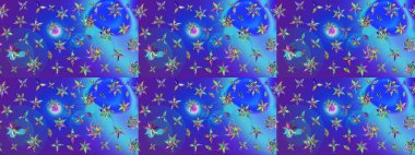 Küçük çiçekteki sevimli çiçek deseni. Mavi ve mor renklerde. Soyut çiçek çizim kalıbı arka planı. Raster illüstrasyonu. Raster deseni.