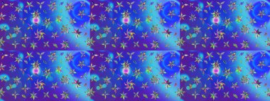 Renkli Bahar Teması eskiz kalıbı. Mavi ve mor renkli çiçekler. Çiçek desenli eskiz, yaz çiçekleri. Düz Çiçek Elementleri Tasarımı.