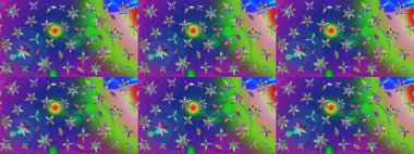 Raster illüstrasyonu. Mavi ve yeşil renkli çiçekler. Çiçek desenli eskiz, vuruşlar, sıçramalar, yaz çiçekleri..