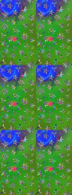 Güzel çiçek deseni. Renkli Bahar Teması eskiz kalıbı. Düz Çiçek Elementleri Tasarımı. Yeşil ve mavi renkte çiçekler.